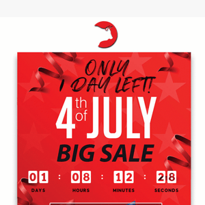 1 Day Until Our Biggest July 4th Sale Ever Ends