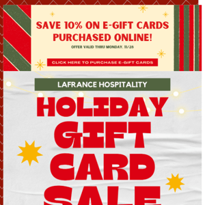 Cyber Monday Gift Card Sale!