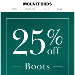 25% Off Boots Sale On Now