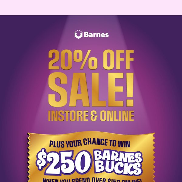 💰Barnes 20% Off sale + A Chance to Win!