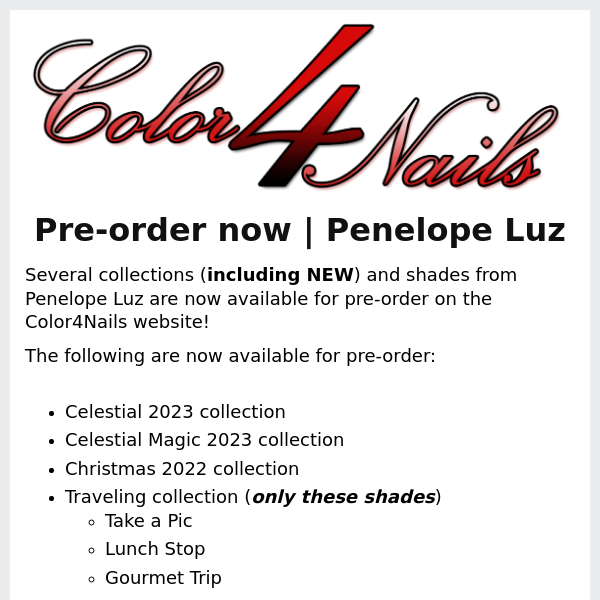 Pre-order Now - Collections and shades from Penelope Luz!