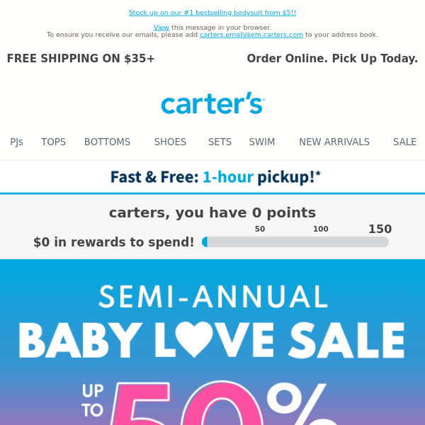 📌 Save this email: Up to 50% off ALL BABY STYLES