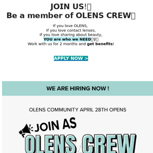 $100 Value Gift💰 Join as OLENS CREW & Enjoy Our Benefits📢