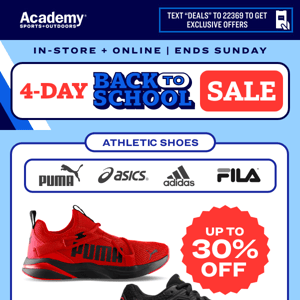 Up to 30% Off Athletic Shoes — Ends Sunday