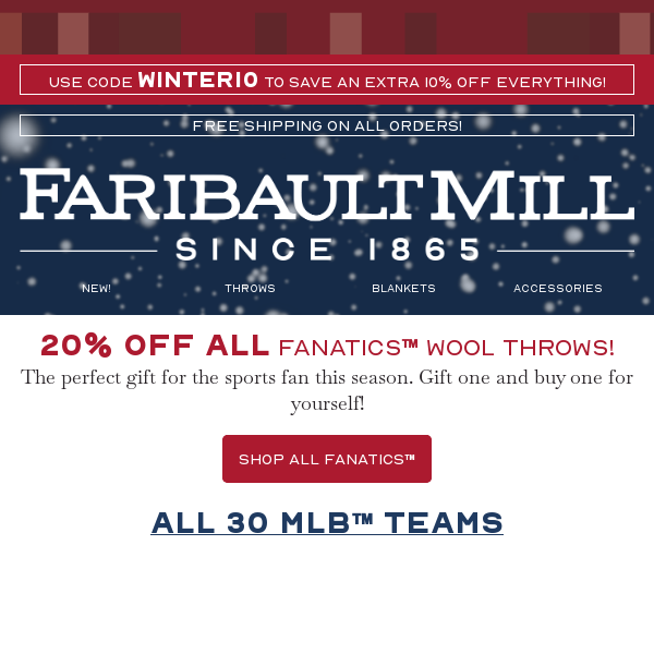 Warm Up With Your Favorite Team! 20% Off ALL Fanatics™ Wool Throws!