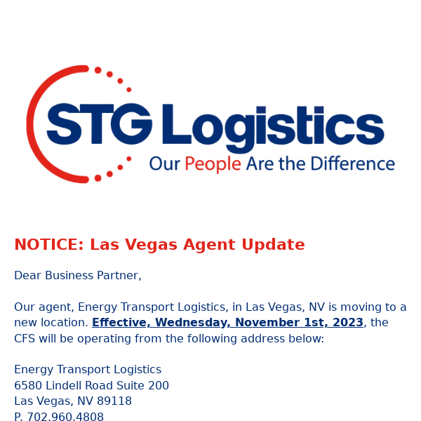 NOTICE: Las Vegas Agent Update