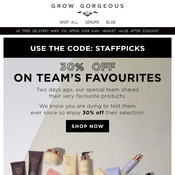Don't miss 30% off staff faves 💸