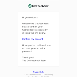 Confirm your GetFeedback account