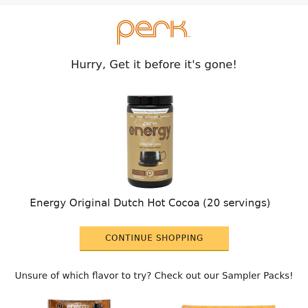 Hurry - Get Energy Original Dutch Hot Cocoa (20 servings) before it’s sold out!