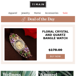 Floral Crystal and Quartz Bangle Watch