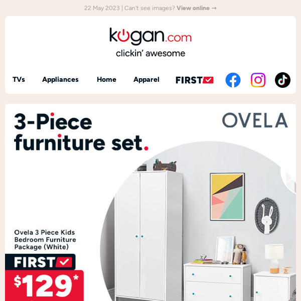 3 piece kids furniture package $129 (SRP $499) & more awesome kids furniture deals