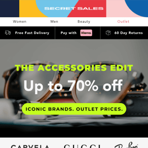 SHOP up to 70% off accessories! Ray-Ban, Gucci, Prada & more. - Secret Sales