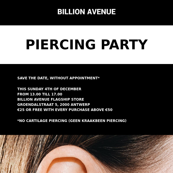 Free Antwerp Piercing Party Sunday 4/12