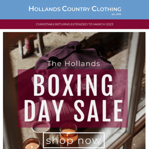 The Hollands Boxing Day sale event! 🎄