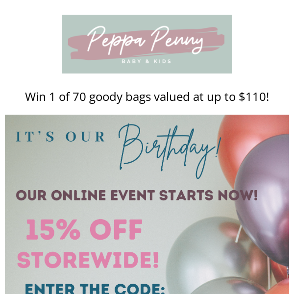 Our Instore Birthday event is tomorrow! 15% OFF storewide + prizes & goody  bags - Peppa Penny