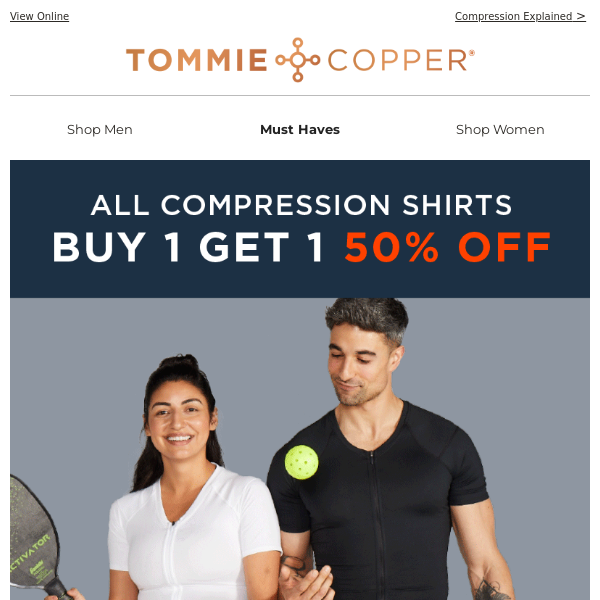 Buy 1 Get 1 50% off Compression Shirts Ends Tonight! - Tommie Copper