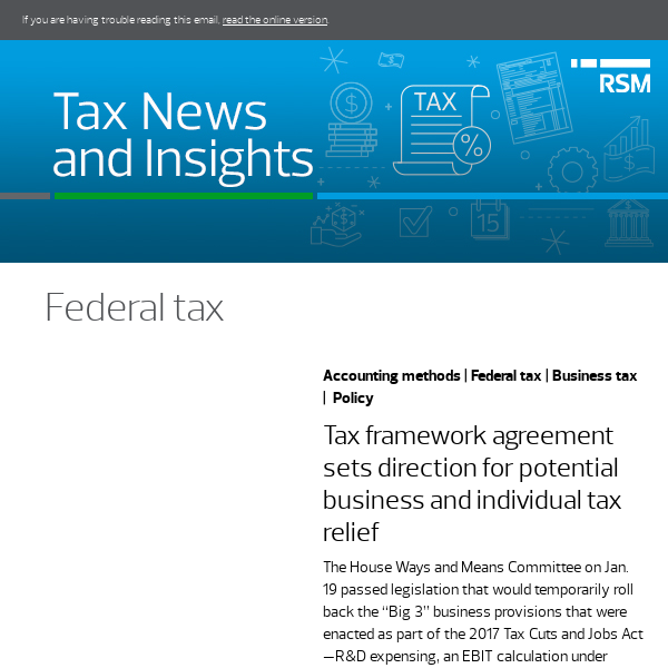 Tax Alert: Tax framework agreement