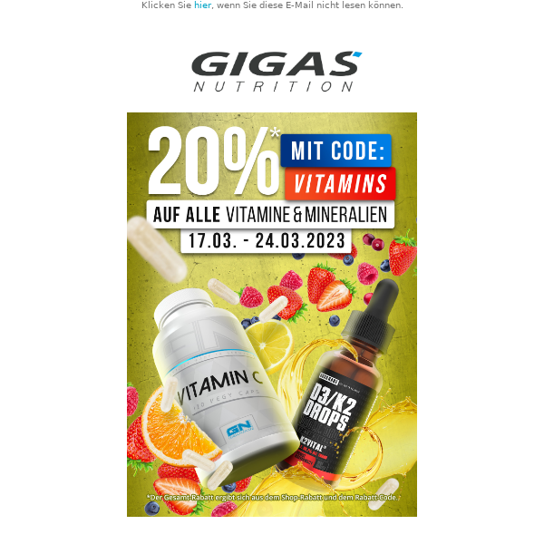 ⚡-20% auf Vitamine & Mineralstoffe!