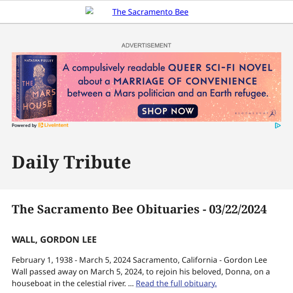 The Sacramento Bee Obituaries - 03/22/2024