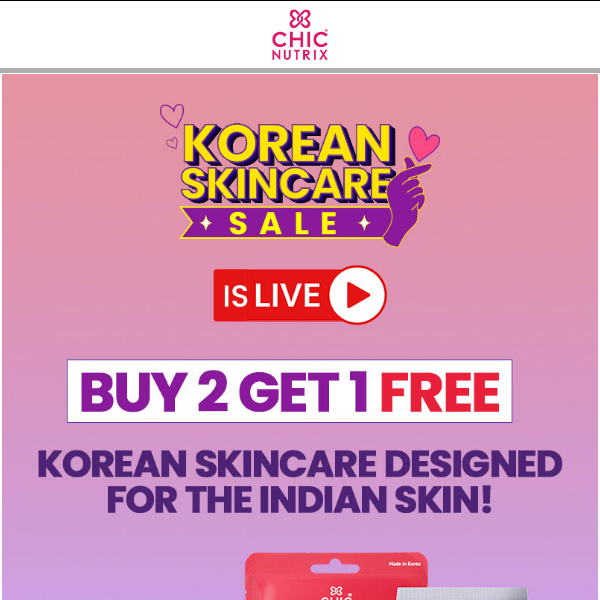 Buy 2 Get 1 FREE on Korean Skin Care Range