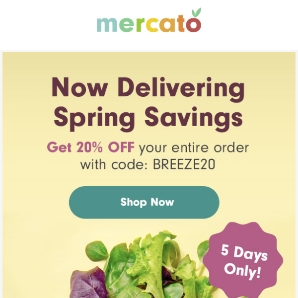 Spring To It: 20% Off Fresh Groceries!