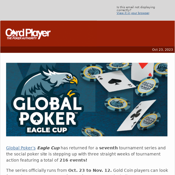 💰 Global Poker Eagle Cup Returns For Seventh Online Series