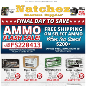 Final Day for Tax Refund Ammo Flash Sale!