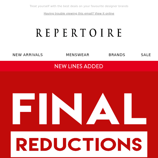 Don't Miss Out! FINAL REDUCTIONS | Up to 80% Off