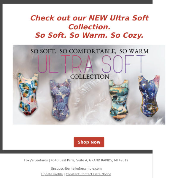Foxy's NEW Ultra Soft Collection.  So Soft and WARM!