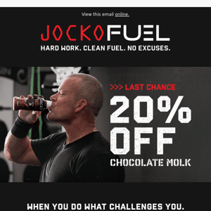 LAST CHANCE To Save 20% on Chocolate Protein Shakes