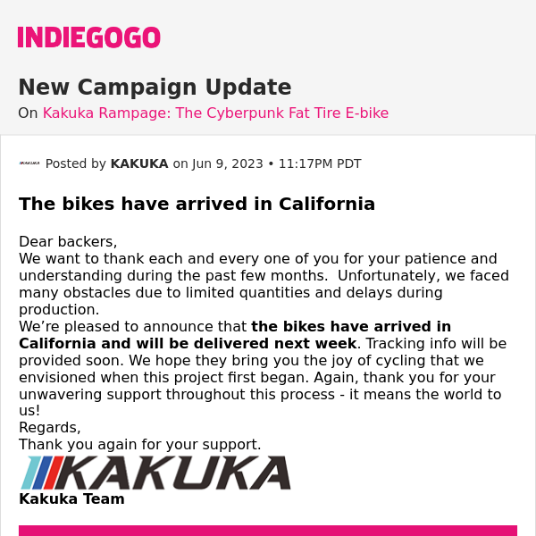 📢 Update #18 from Kakuka Rampage: The Cyberpunk Fat Tire E-bike
