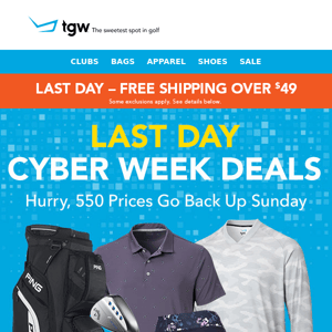 Last Day For Cyber Week Deals & Free Shipping Over $49