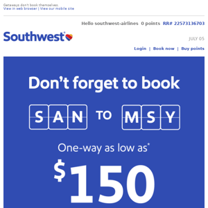 Book your low fare to New Orleans!