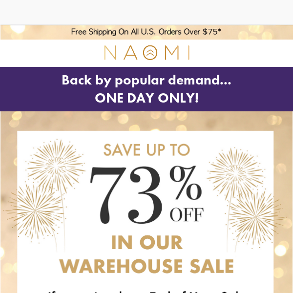 Back by Popular Demand: Warehouse Sale Re-Opens--Today Only
