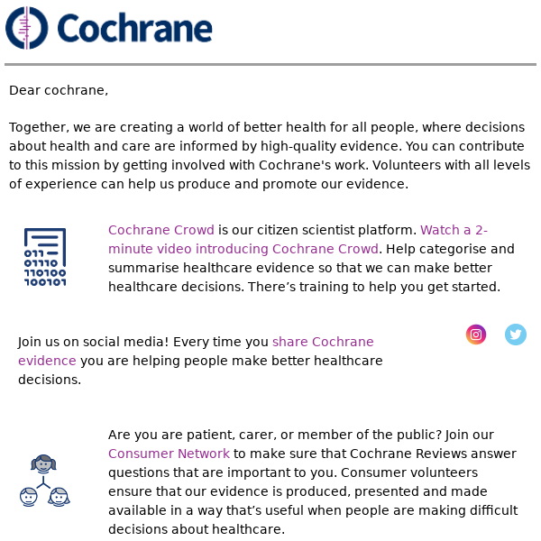 How to get involved with Cochrane