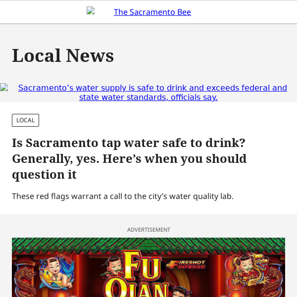 Is Sacramento tap water safe to drink?