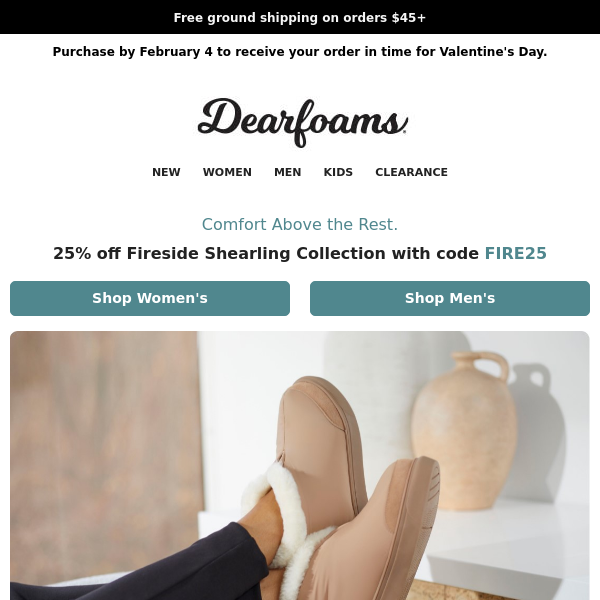 Premium Durable Footwear—25% off Fireside Collection