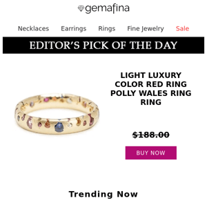 Editor's Pick: Light luxury color red ring Polly Wales ring ring