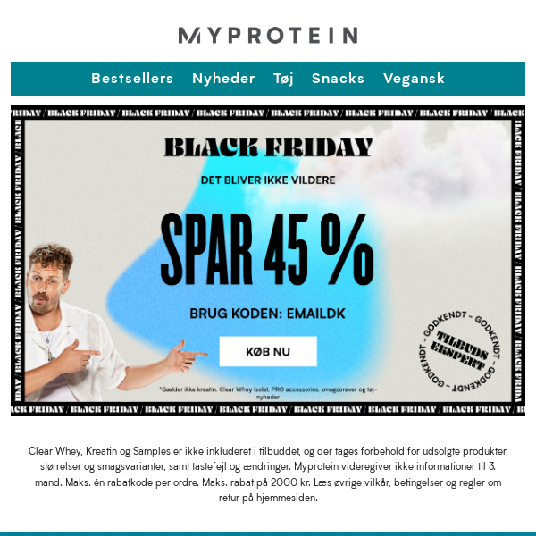 foretrække Hovedkvarter Let 🖤VIP EARLY ACCESS TIL BLACK FRIDAY 45%🖤 - My Protein Denmark