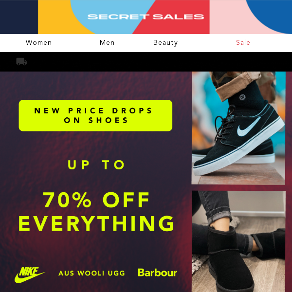 Parasiet Verwachten kader PRICE DROPS alert on shoes! Up to 70% off Nike, Aus Wooli Ugg... - Secret  Sales
