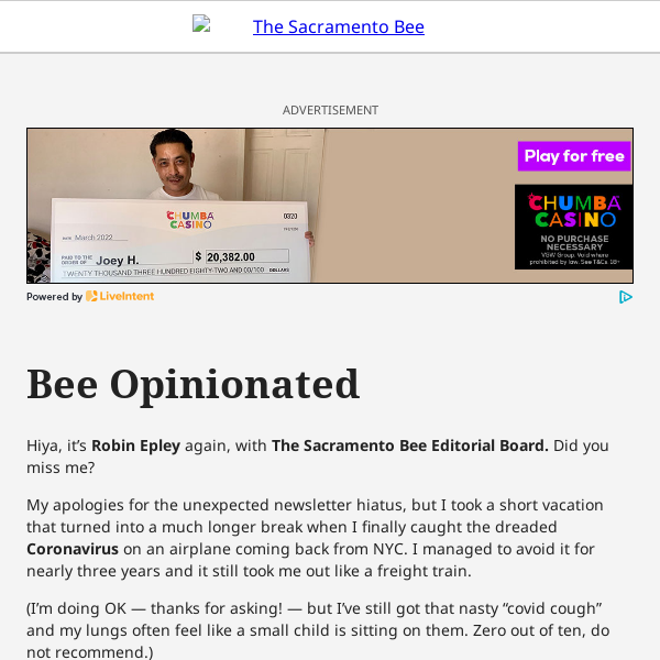 Bee Opinionated: A question of ethics + Feinstein finally gives in + Newsom moves in secrecy