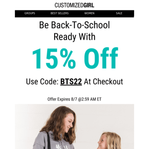 Be Back To School Ready With 15% Off!