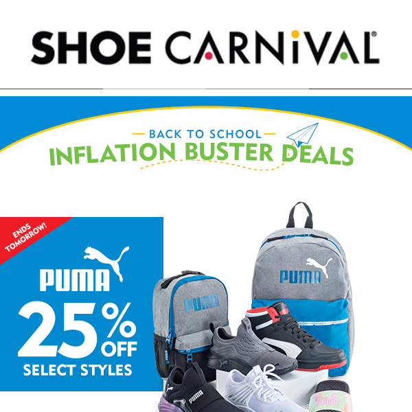 Stock up for the school year with 25% off Puma & more - Shoe Carnival