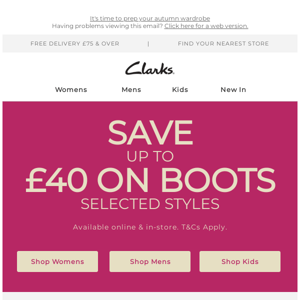 Just for you, save up to £40 on boots | Shop now