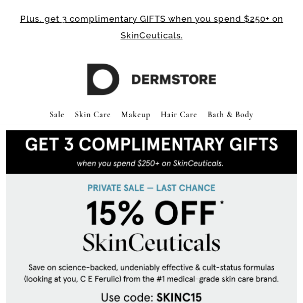 FINAL HOURS: 15% off SkinCeuticals, the #1 medical-grade skin care brand