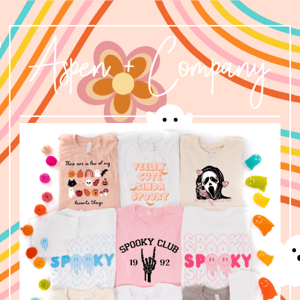 New spooky cute designs!! Sweatshirts, tees, bodysuits & mugs! 👻