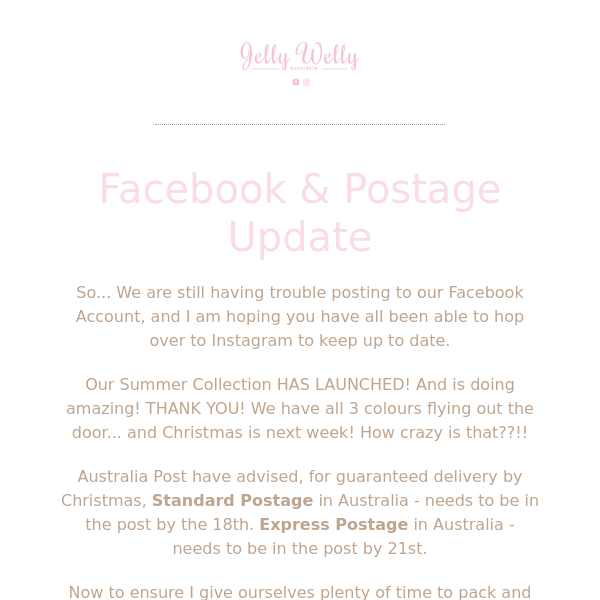 FACEBOOK AND POSTAGE UPDATE