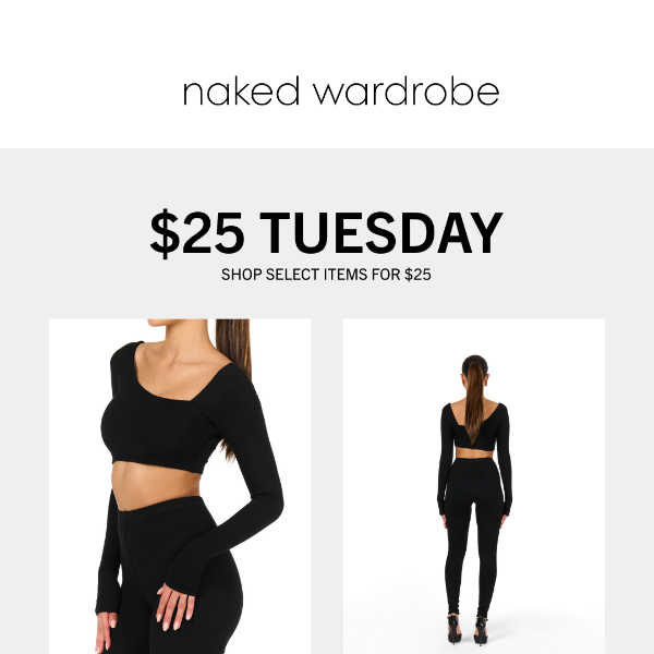 Naked Wardrobe NWT Black Long Sleeve Crop Top Size XL