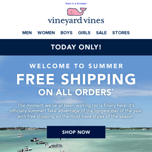Free Shipping On All Orders—TODAY ONLY!