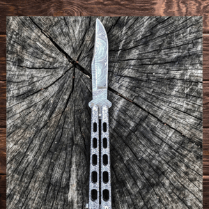 🔪 Our USA made Damascus butterfly knife is back. These Will Go Fast.....